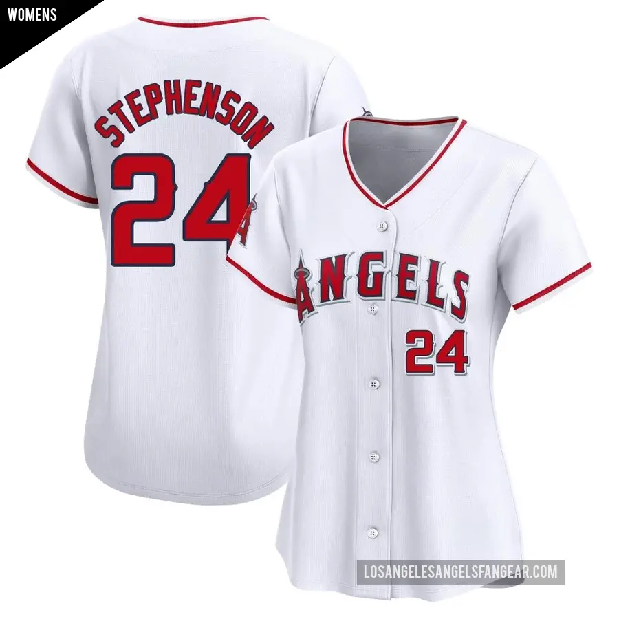 Women's Los Angeles Angels ＃24 Robert Stephenson Limited White Home Jersey