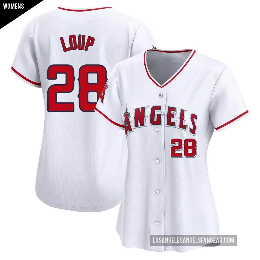 Women's Los Angeles Angels ＃28 Aaron Loup Limited White Home Jersey