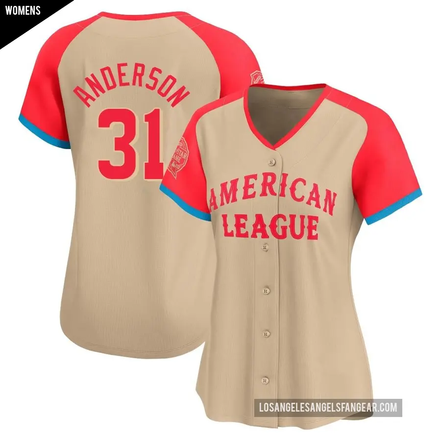 Women's Los Angeles Angels ＃31 Tyler Anderson Limited Cream American League 2024 All-Star Game Jersey