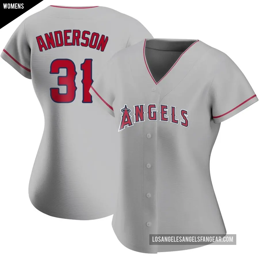Women's Los Angeles Angels ＃31 Tyler Anderson Replica Silver Road Jersey