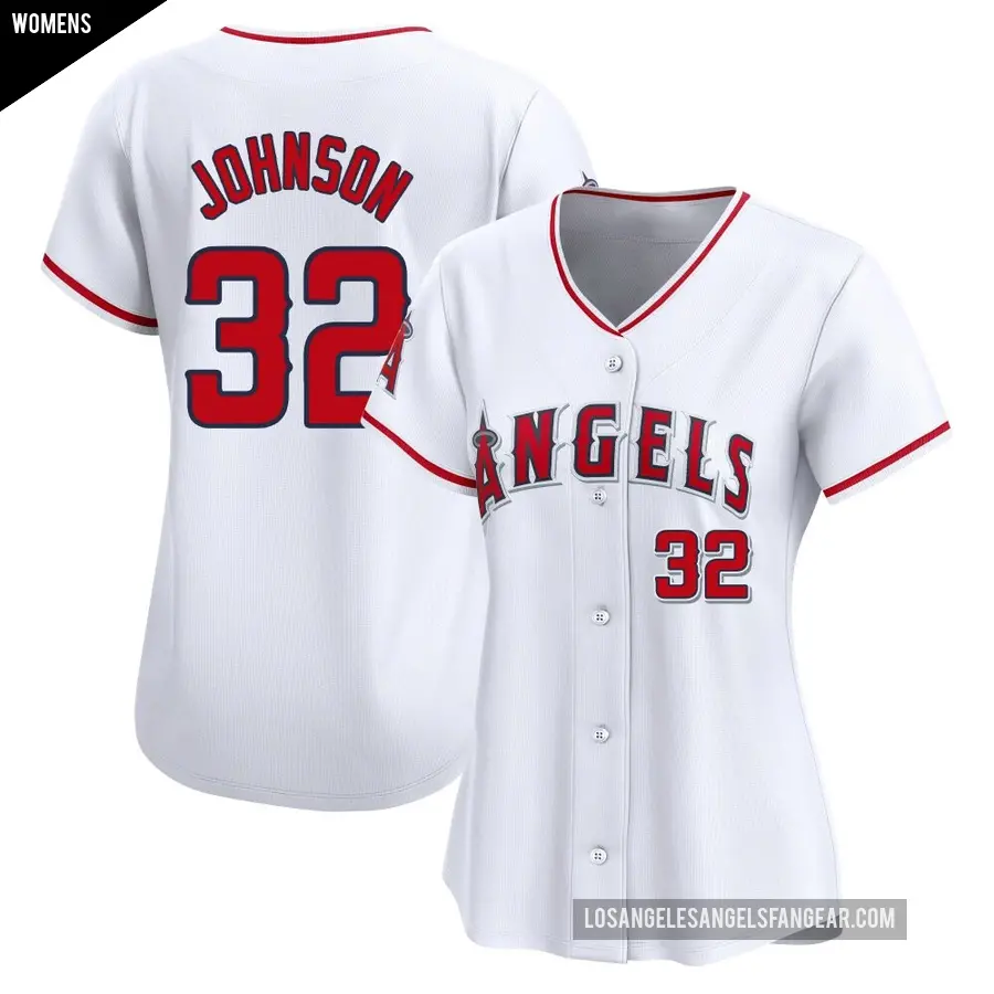 Women's Los Angeles Angels ＃32 Ryan Johnson Limited White Home Jersey