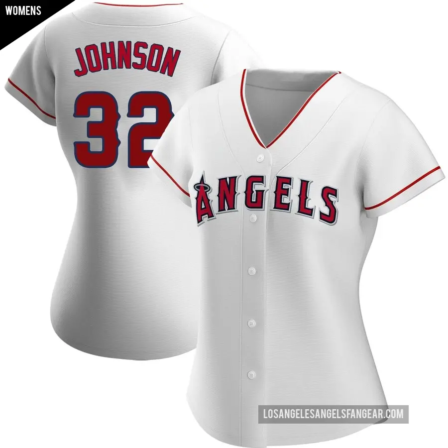 Women's Los Angeles Angels ＃32 Ryan Johnson Replica White Home Jersey