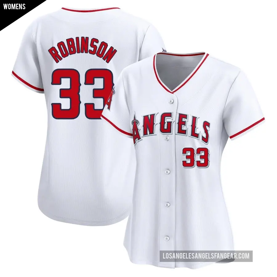 Women's Los Angeles Angels ＃33 Chuckie Robinson Limited White Home Jersey