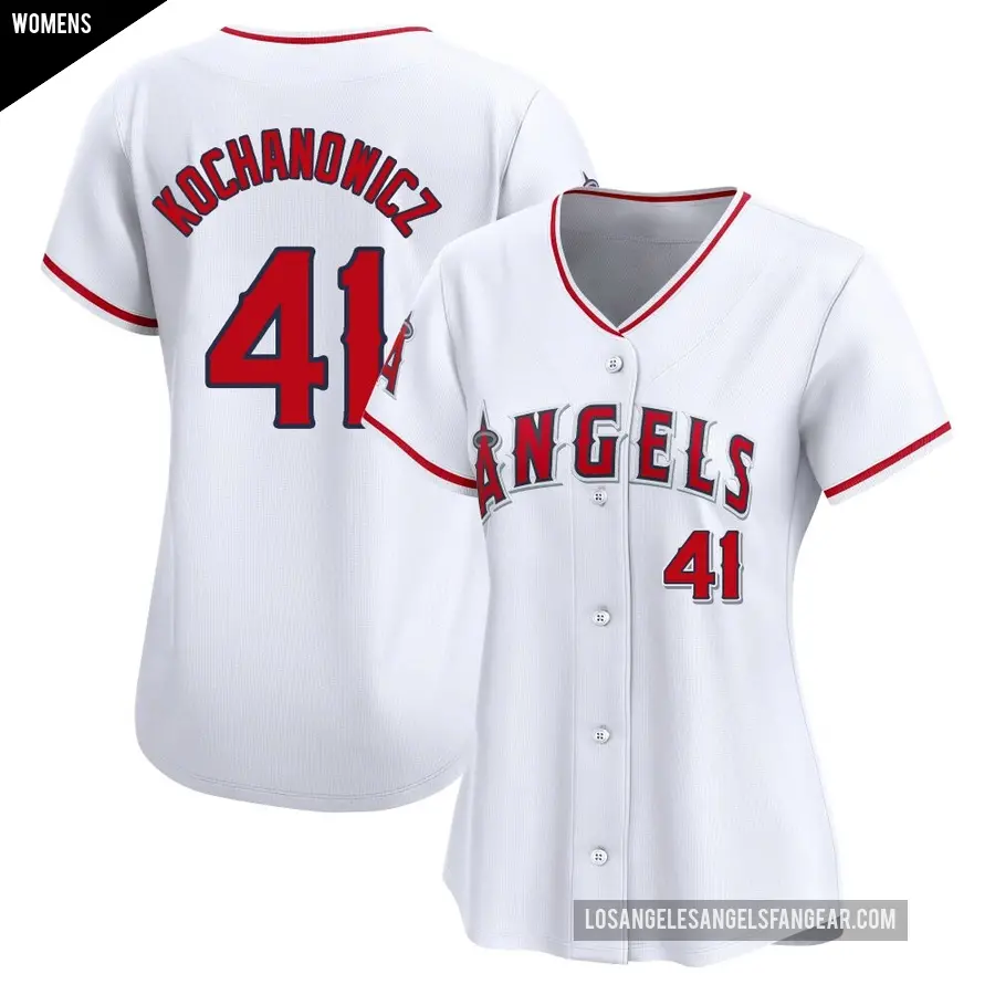 Women's Los Angeles Angels ＃41 Jack Kochanowicz Limited White Home Jersey