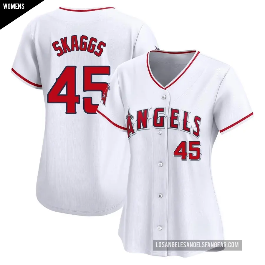 Women's Los Angeles Angels ＃45 Tyler Skaggs Limited White Home Jersey