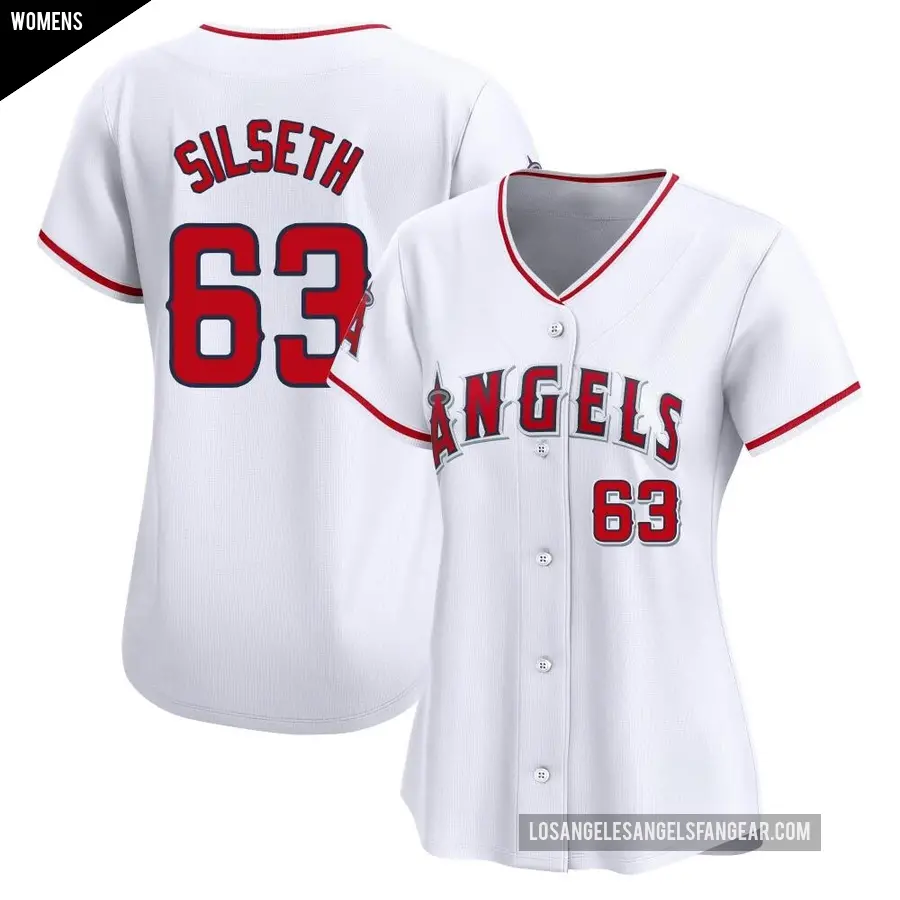 Women's Los Angeles Angels ＃63 Chase Silseth Limited White Home Jersey