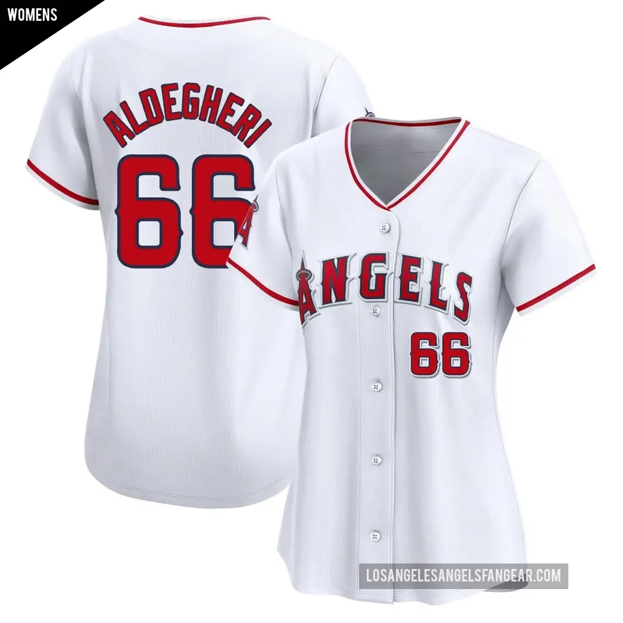 Women's Los Angeles Angels ＃66 Samuel Aldegheri Limited White Home Jersey