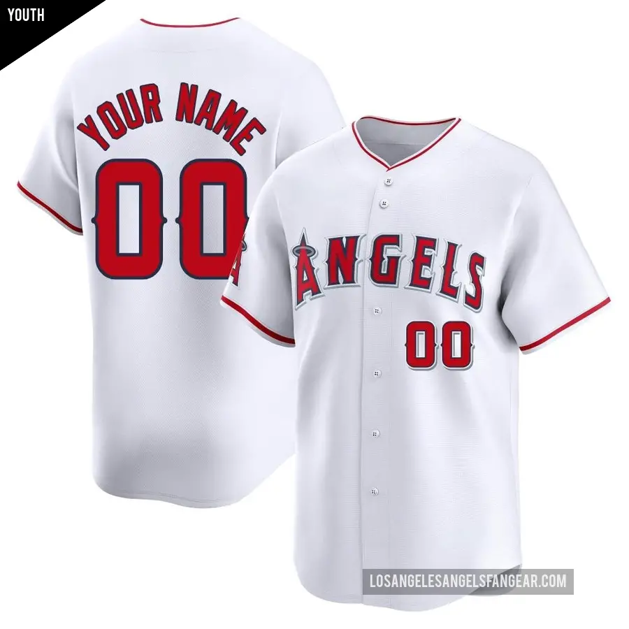Youth Los Angeles Angels ＃00 Custom Limited White Home Jersey