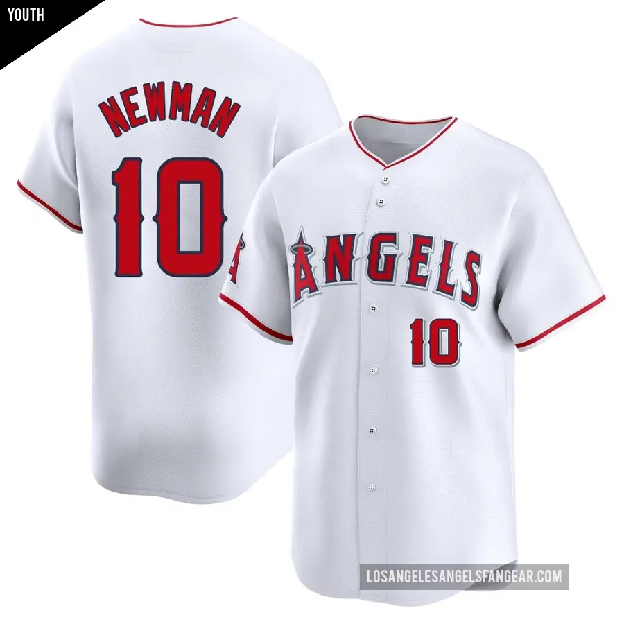 Youth Los Angeles Angels ＃10 Kevin Newman Limited White Home Jersey