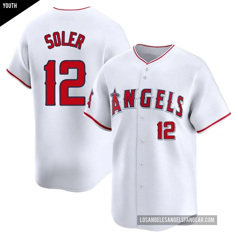 Youth Los Angeles Angels ＃12 Jorge Soler Limited White Home Jersey