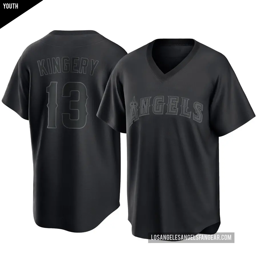 Youth Los Angeles Angels ＃13 Scott Kingery Replica Black Pitch Fashion Jersey
