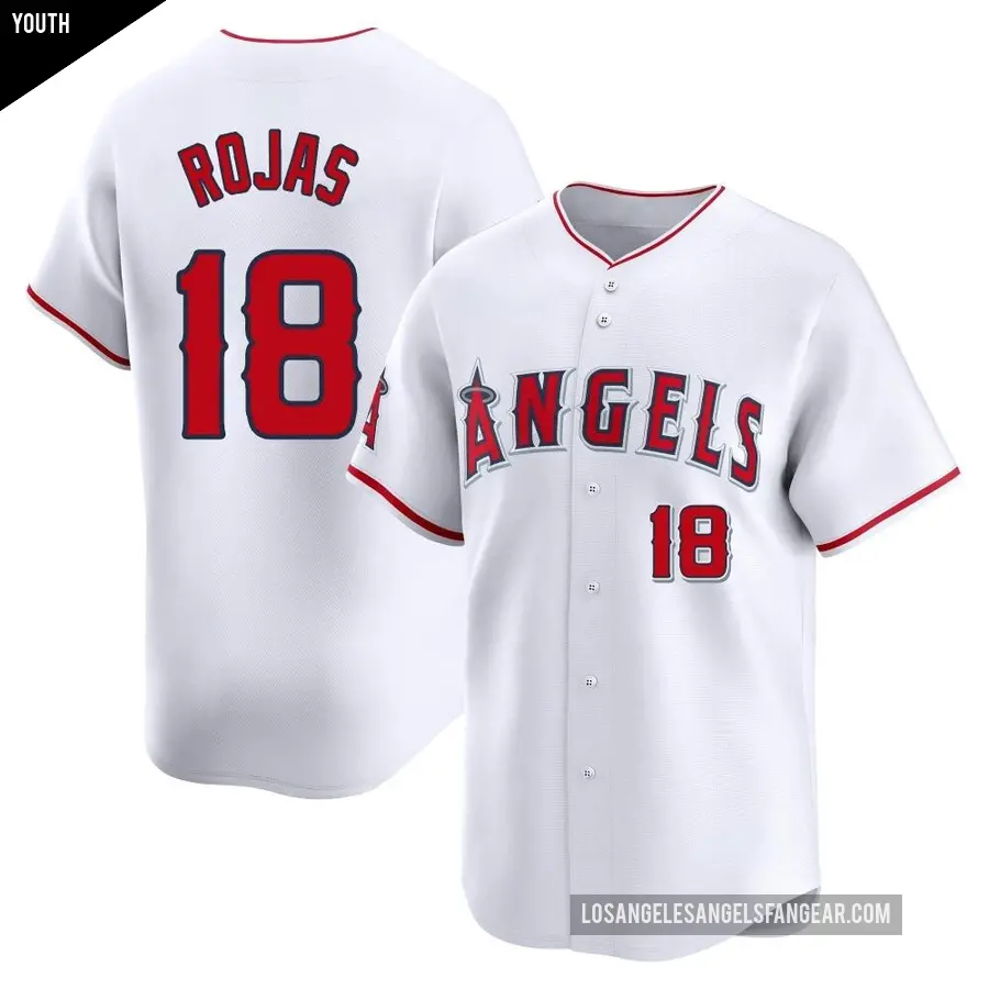 Youth Los Angeles Angels ＃18 Jose Rojas Limited White Home Jersey