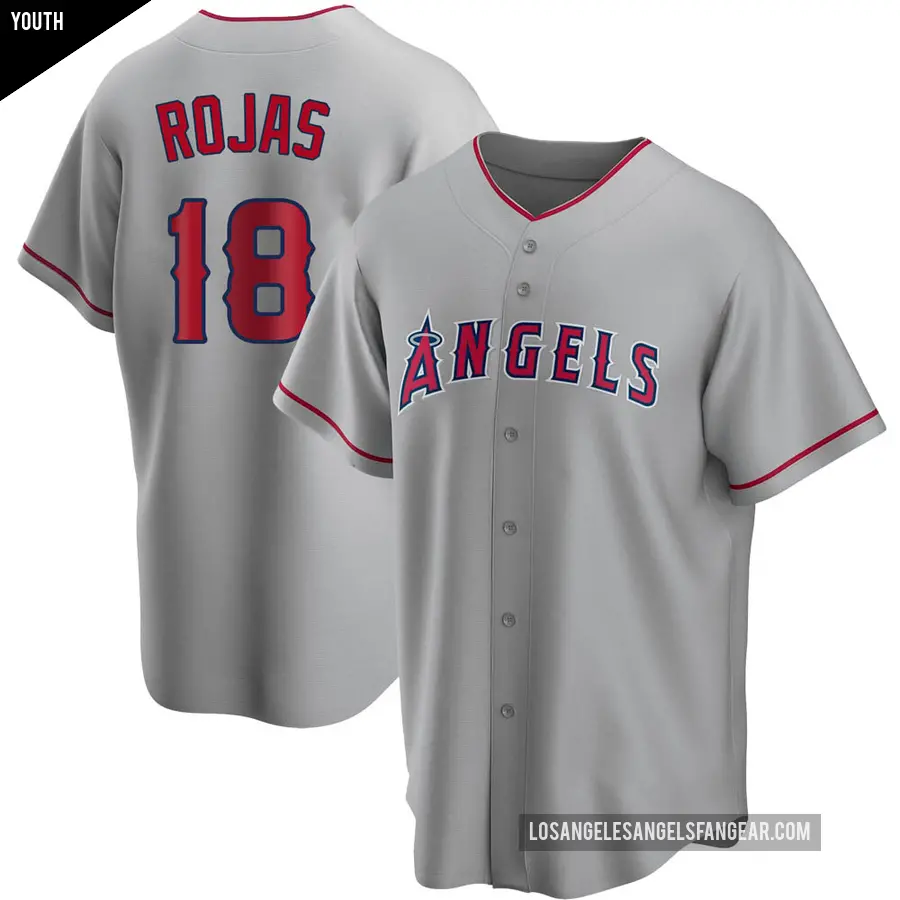 Youth Los Angeles Angels ＃18 Jose Rojas Replica Silver Road Jersey