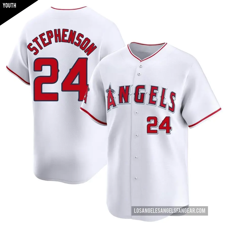 Youth Los Angeles Angels ＃24 Robert Stephenson Limited White Home Jersey