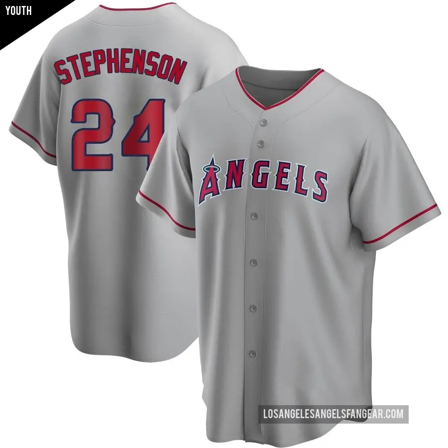 Youth Los Angeles Angels &#65283;24 Robert Stephenson Replica Silver Road Jersey