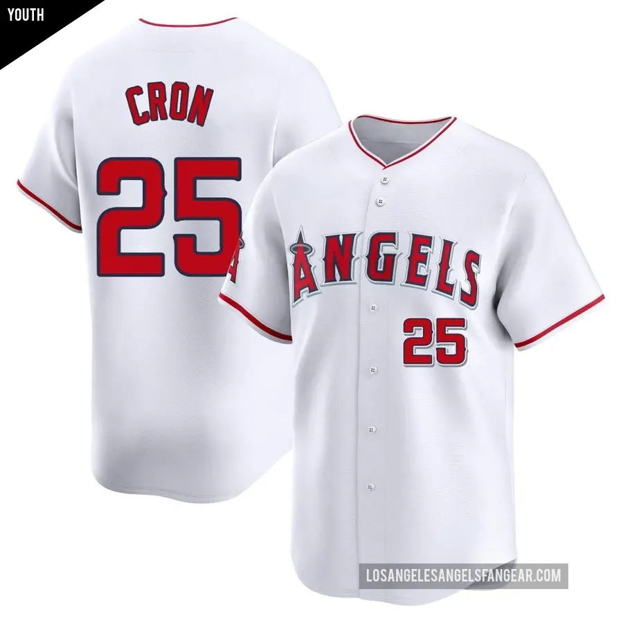 Youth Los Angeles Angels ＃25 C.J. Cron Limited White Home Jersey