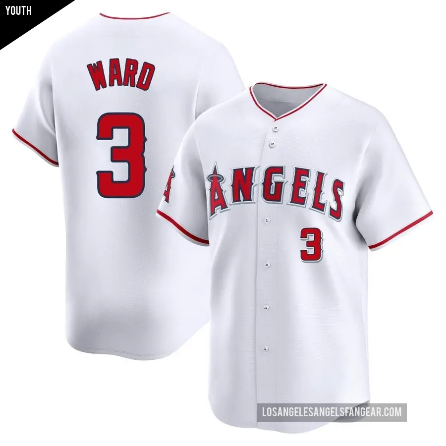 Youth Los Angeles Angels ＃3 Taylor Ward Limited White Home Jersey