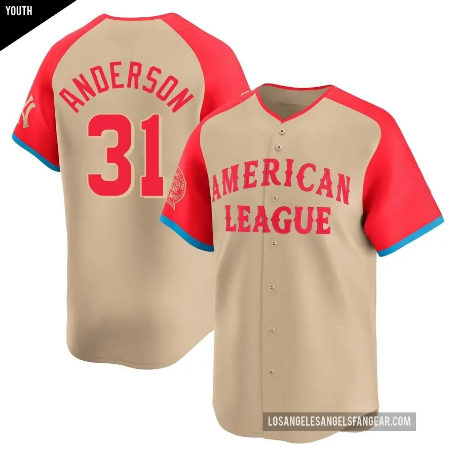 Youth Los Angeles Angels ＃31 Tyler Anderson Limited Cream American League 2024 All-Star Game Jersey