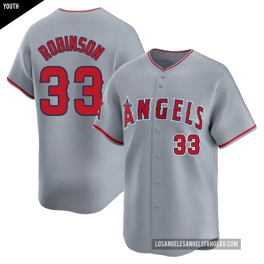 Youth Los Angeles Angels ＃33 Chuckie Robinson Limited Gray Away Jersey