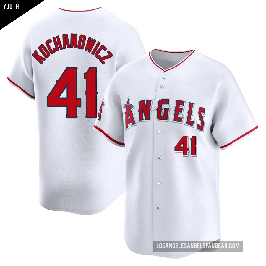 Youth Los Angeles Angels ＃41 Jack Kochanowicz Limited White Home Jersey