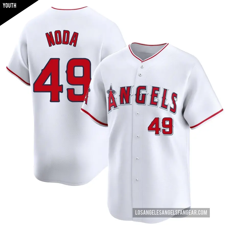 Youth Los Angeles Angels ＃49 Ryan Noda Limited White Home Jersey