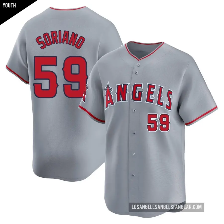 Youth Los Angeles Angels ＃59 Jose Soriano Limited Gray Away Jersey