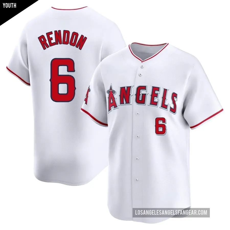 Youth Los Angeles Angels ＃6 Anthony Rendon Limited White Home Jersey