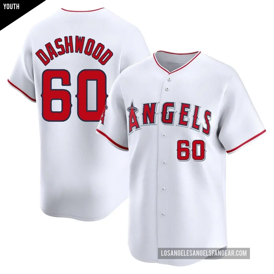 Youth Los Angeles Angels ＃60 Jack Dashwood Limited White Home Jersey