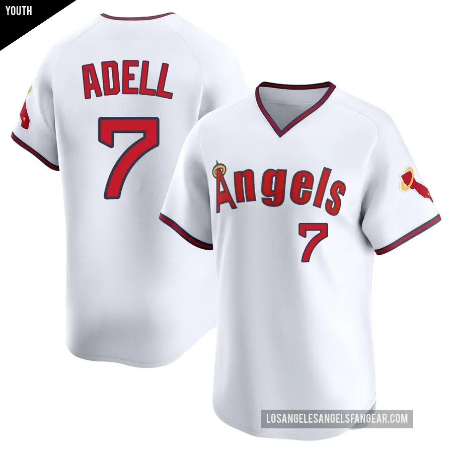 Youth Los Angeles Angels ＃7 Jo Adell Limited White Alternate 2 Jersey